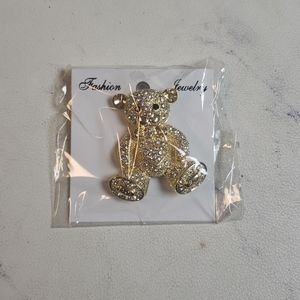 Gold Teddy Bear Brooch